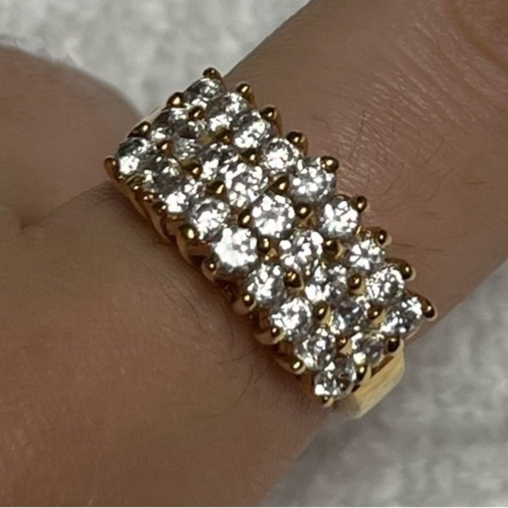 Gold tone stacked CZ ring. Size 7